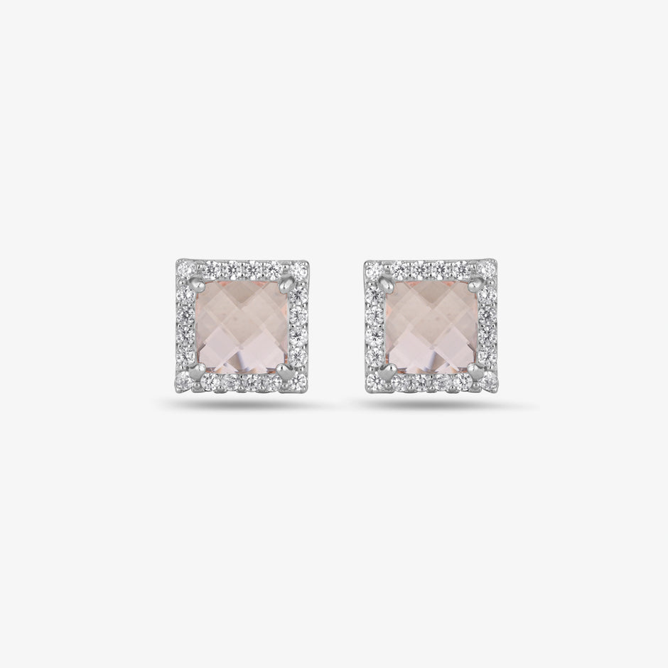 Diamond Glow Square CZ Stud Earrings