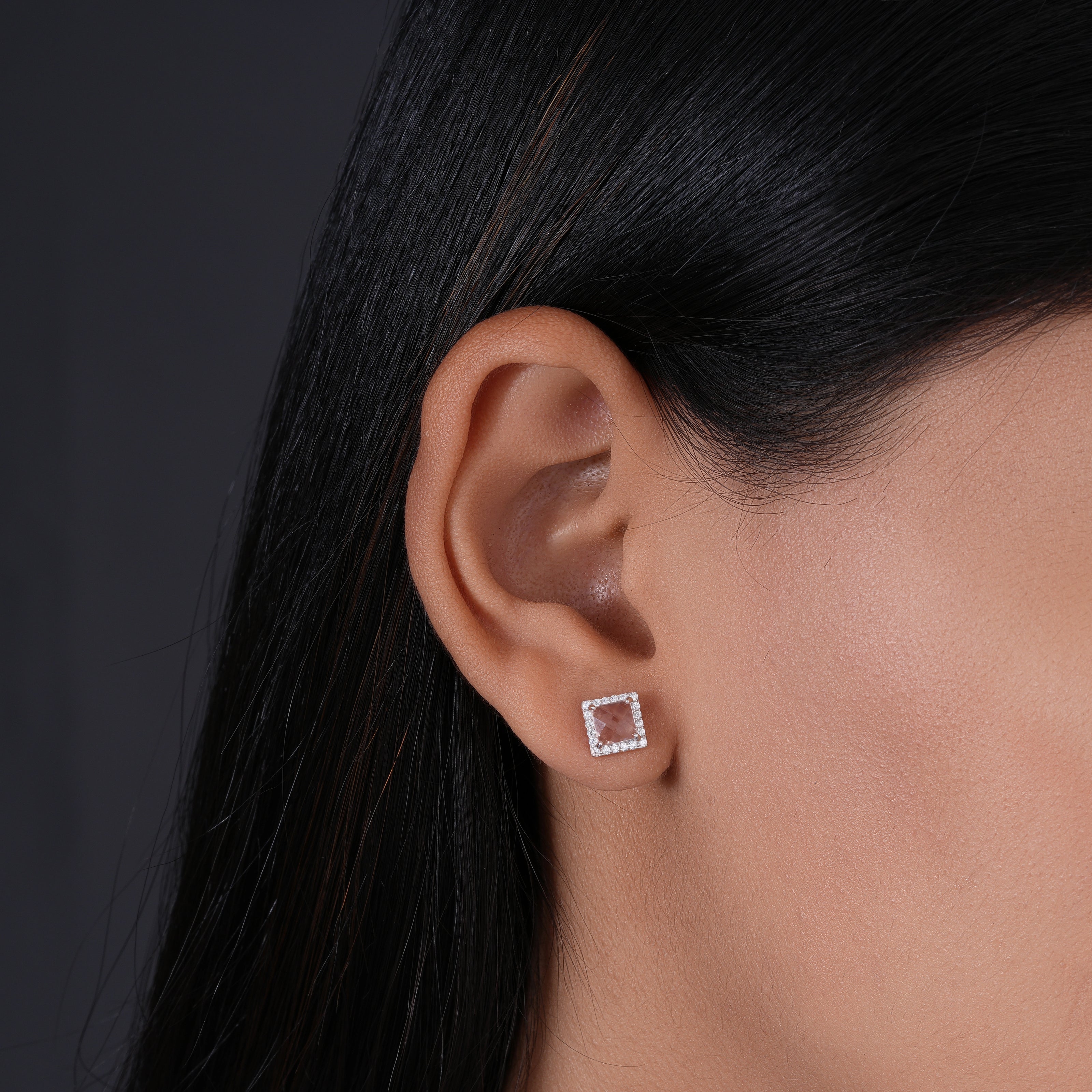 Diamond Glow Square CZ Stud Earrings