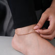 Diamond Glow Triple-Layer 925 Sterling Silver Rose Gold Anklet for Women