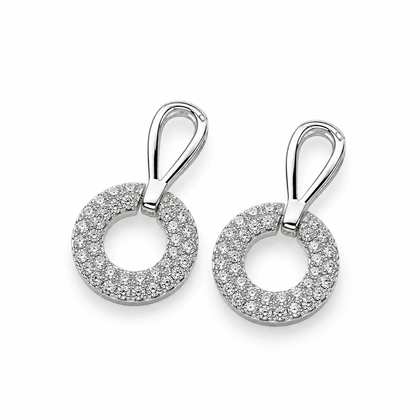Geometric Open Square CZ Diamond 925 Sterling Silver Stud Earrings for Women