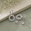 Geometric Open Square CZ Diamond 925 Sterling Silver Stud Earrings for Women
