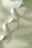 Diamond Pink Heart Design Line 925 Sterling Silver Rose Gold Bracelet for Women