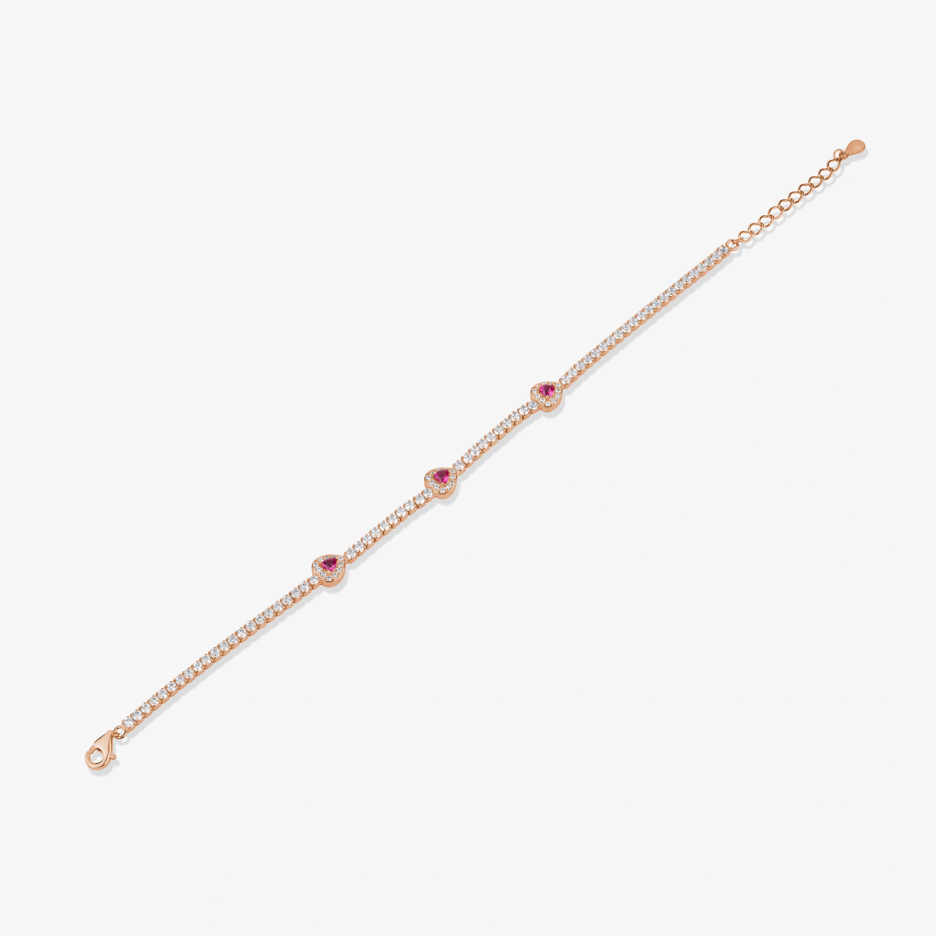 Pink Stone Tennis Diamond Adjustable Bracelet for Women