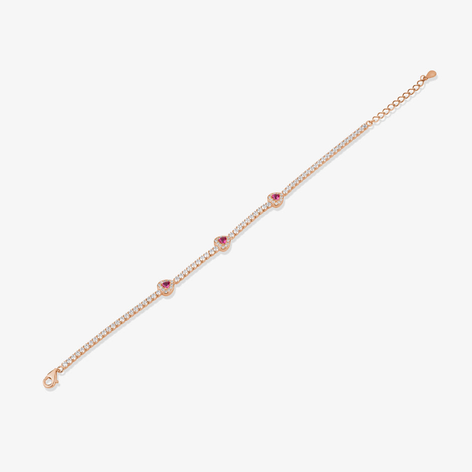 Pink Stone Tennis Diamond Adjustable Bracelet for Women