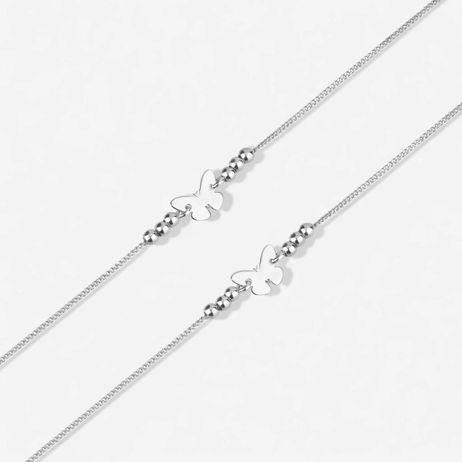 Diamond Sparkle Butterfly 925 Sterling Silver Anklet for Women