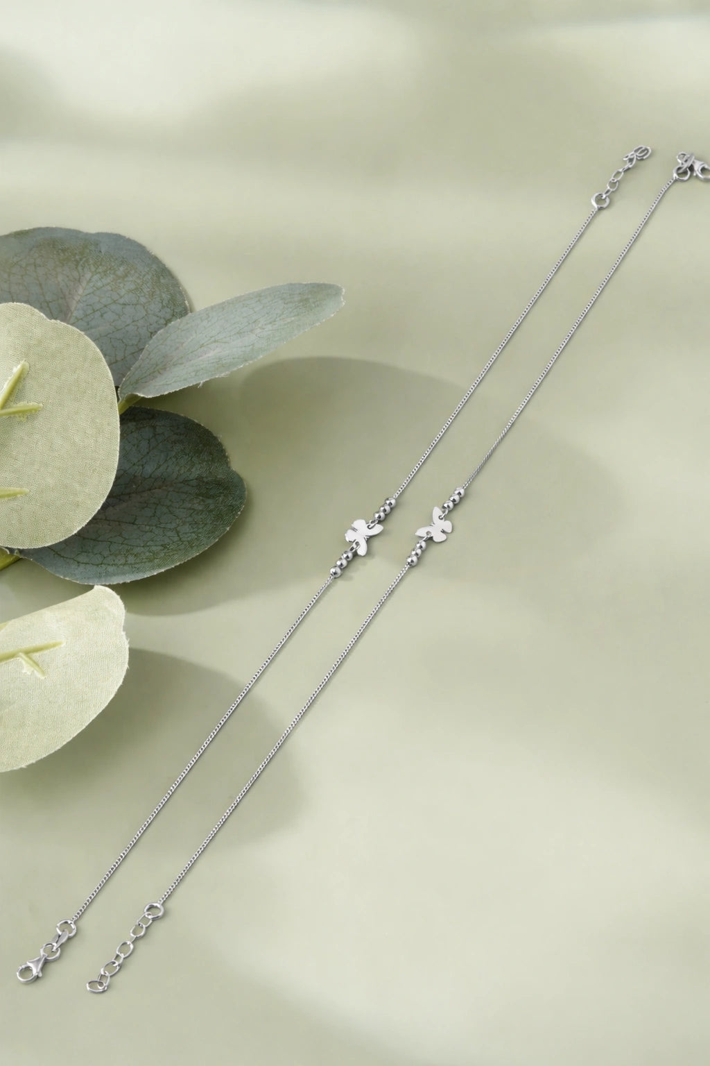 Diamond Sparkle Butterfly 925 Sterling Silver Anklet for Women