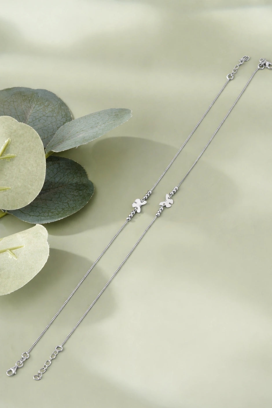 Diamond Sparkle Butterfly 925 Sterling Silver Anklet for Women