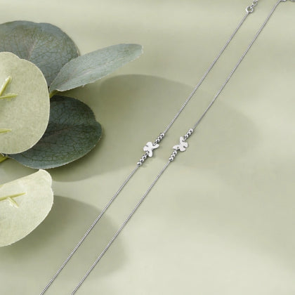 Diamond Sparkle Butterfly 925 Sterling Silver Anklet for Women