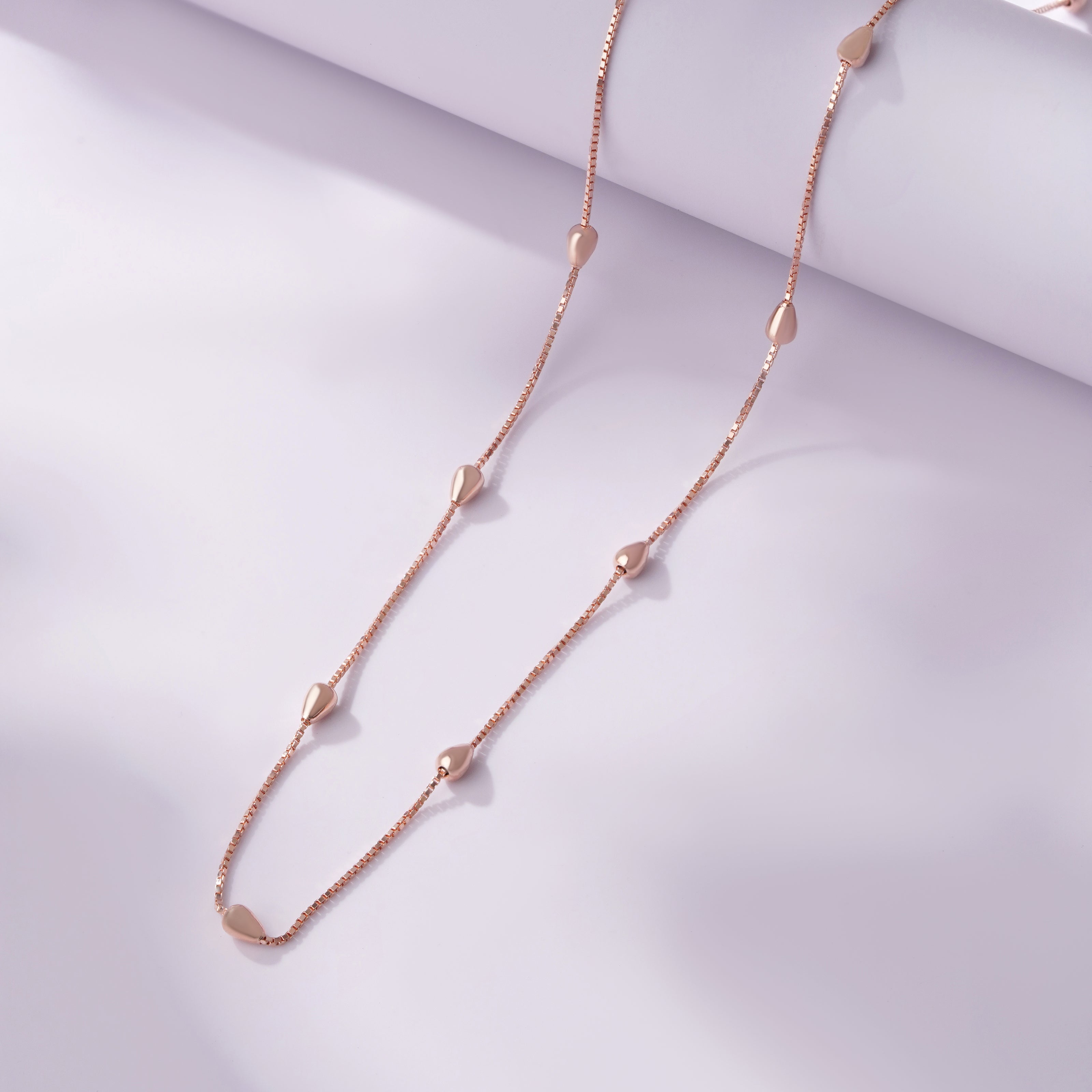 Diamond Drop Wave 925 Silver Rose Gold Pendant Necklace