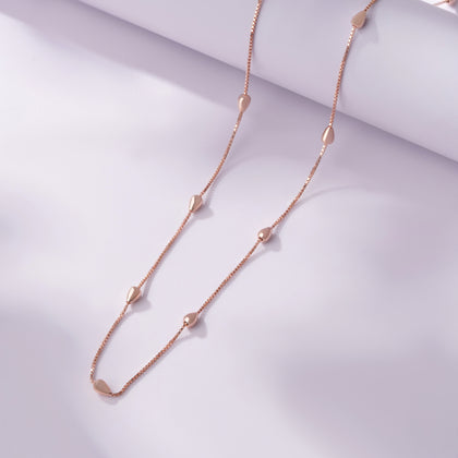 Diamond Drop Wave 925 Silver Rose Gold Pendant Necklace