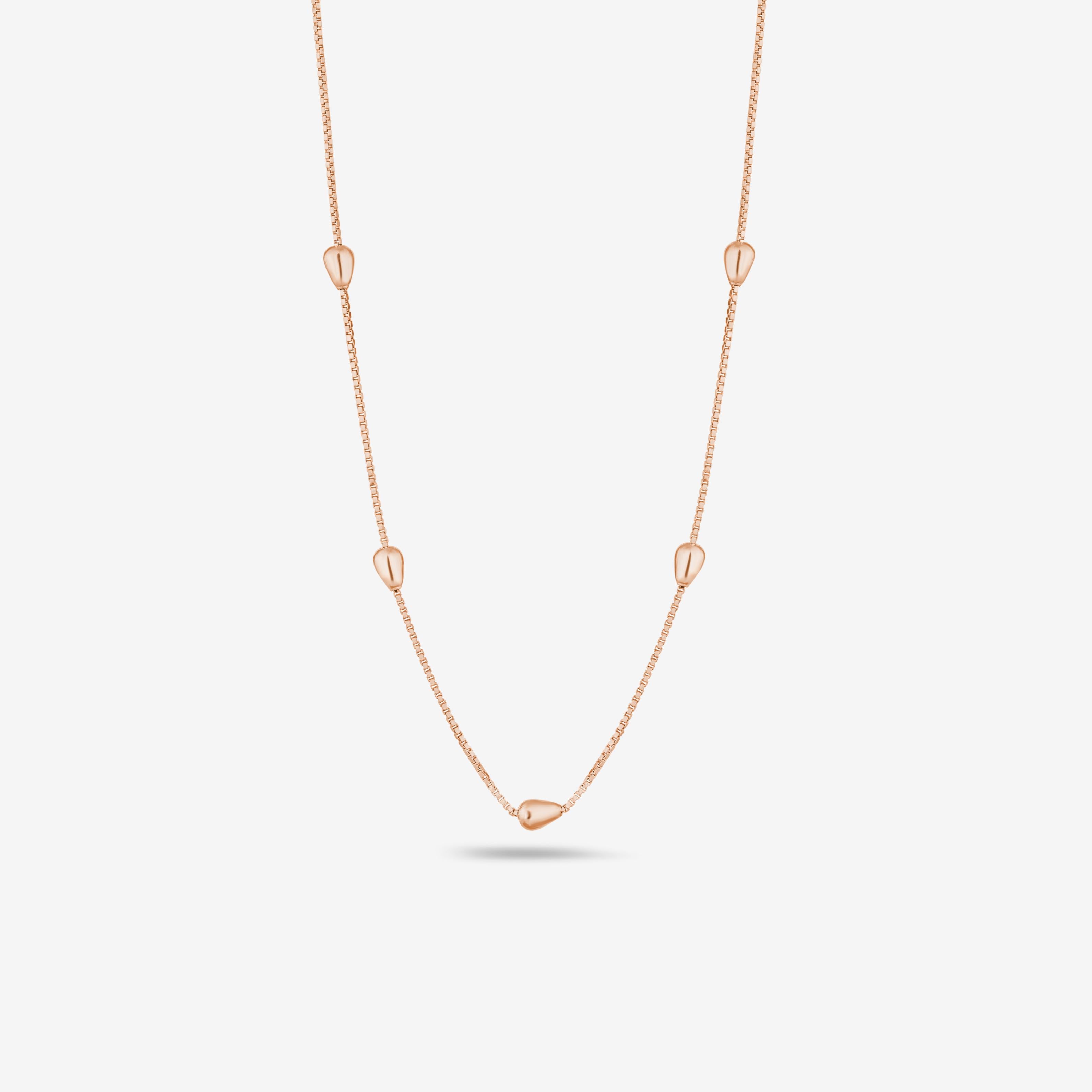 Diamond Drop Wave 925 Silver Rose Gold Pendant Necklace