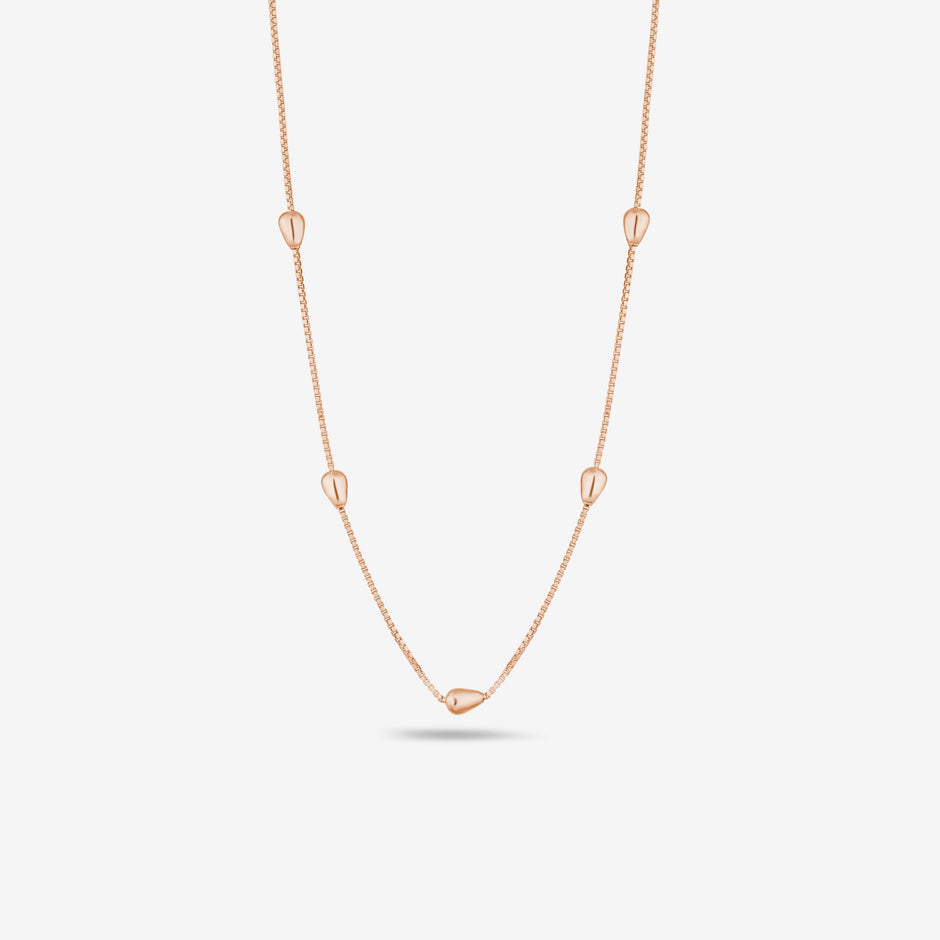 Diamond Drop Wave 925 Silver Rose Gold Pendant Necklace