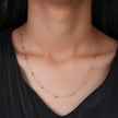 Diamond Drop Accent Wave Design 925 Sterling Silver Rose Gold Pendant Chain for Women