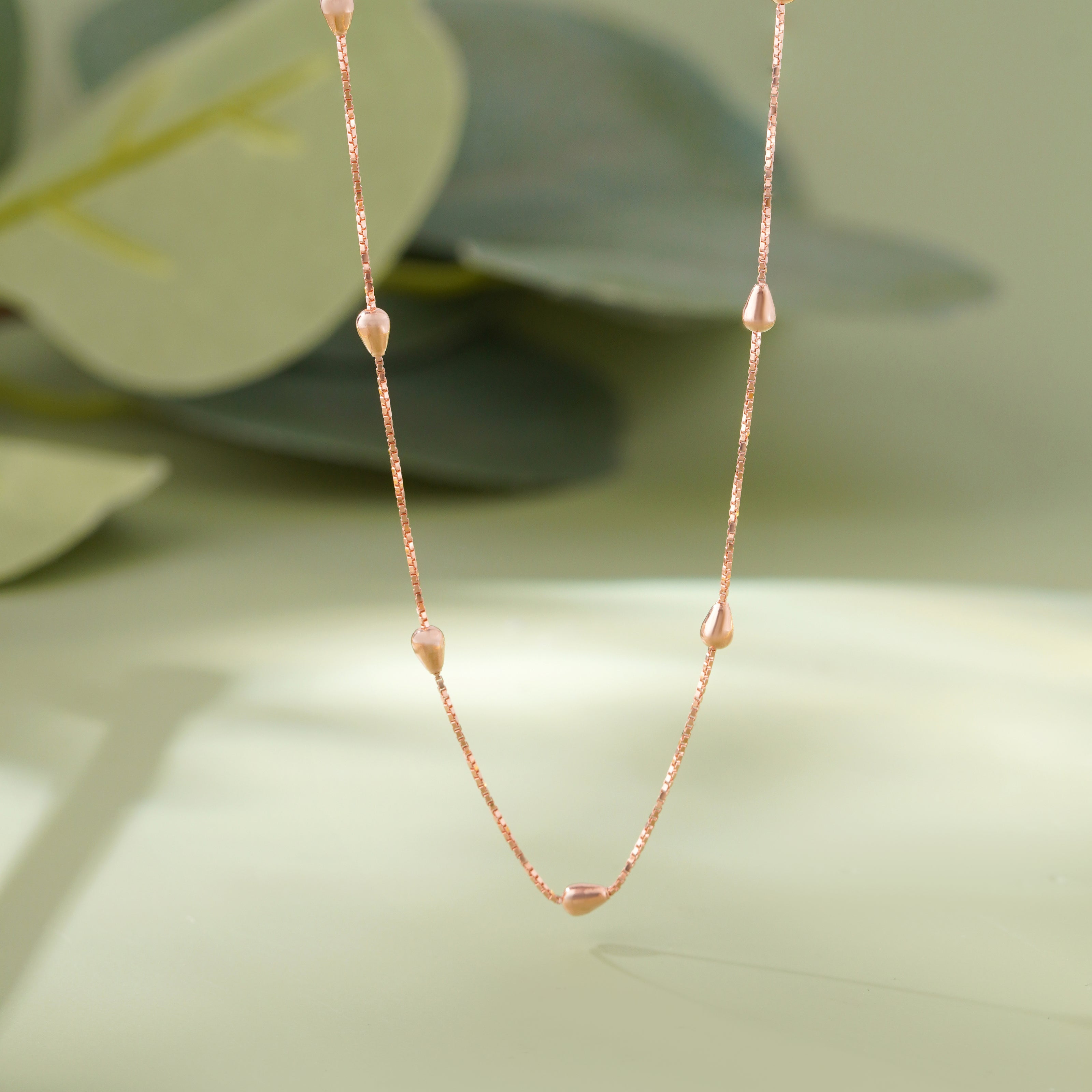 Diamond Drop Wave 925 Silver Rose Gold Pendant Necklace