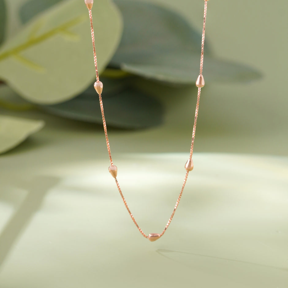 Diamond Drop Wave 925 Silver Rose Gold Pendant Necklace