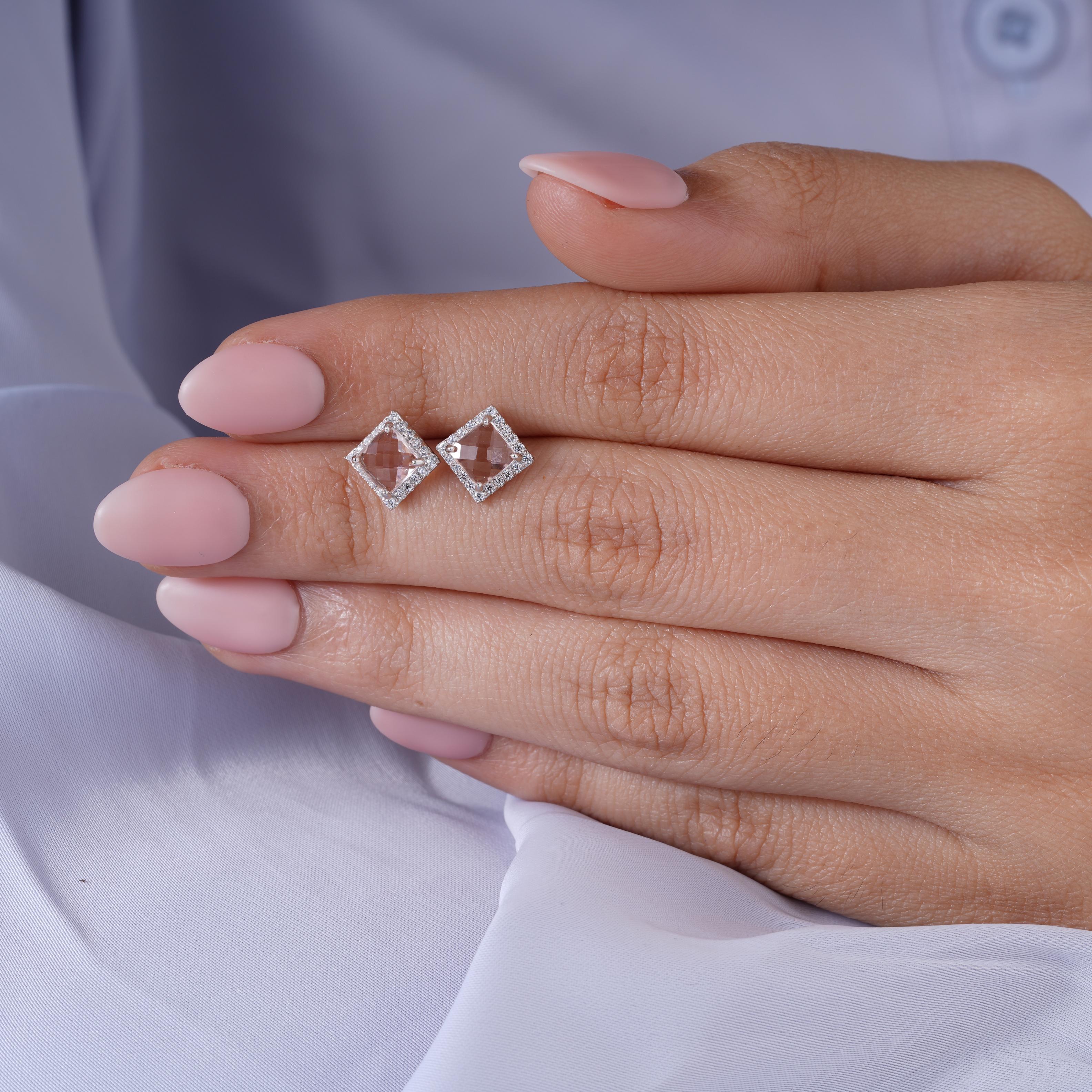 Diamond Glow Square CZ Stud Earrings