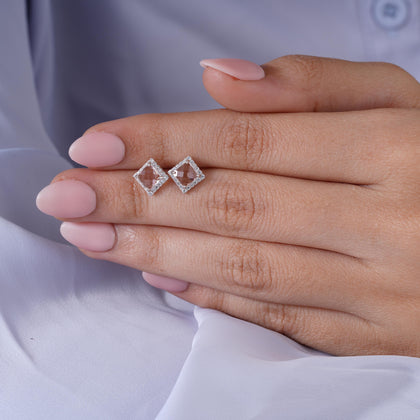 Diamond Glow Square CZ Stud Earrings
