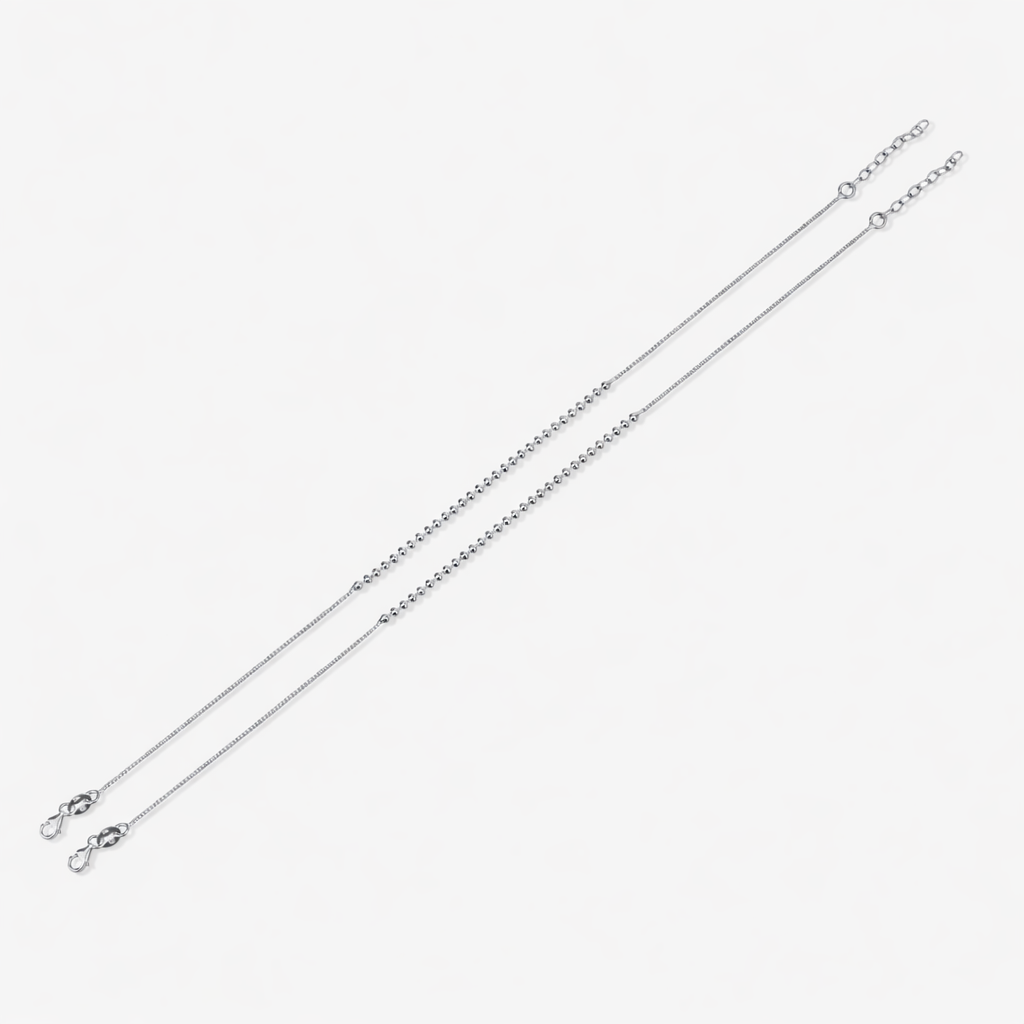 Minimal Twisted Chain Silver Anklets for Women
