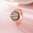 Rose Gold Oval Cross CZ 925 Sterling Silver Ring for Men