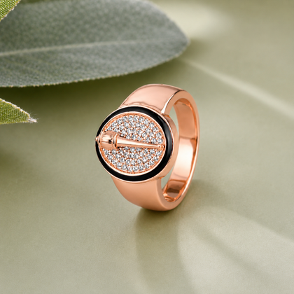 Rose Gold Finish Men's 925 Sterling Silver Square CZ Diamond Ring