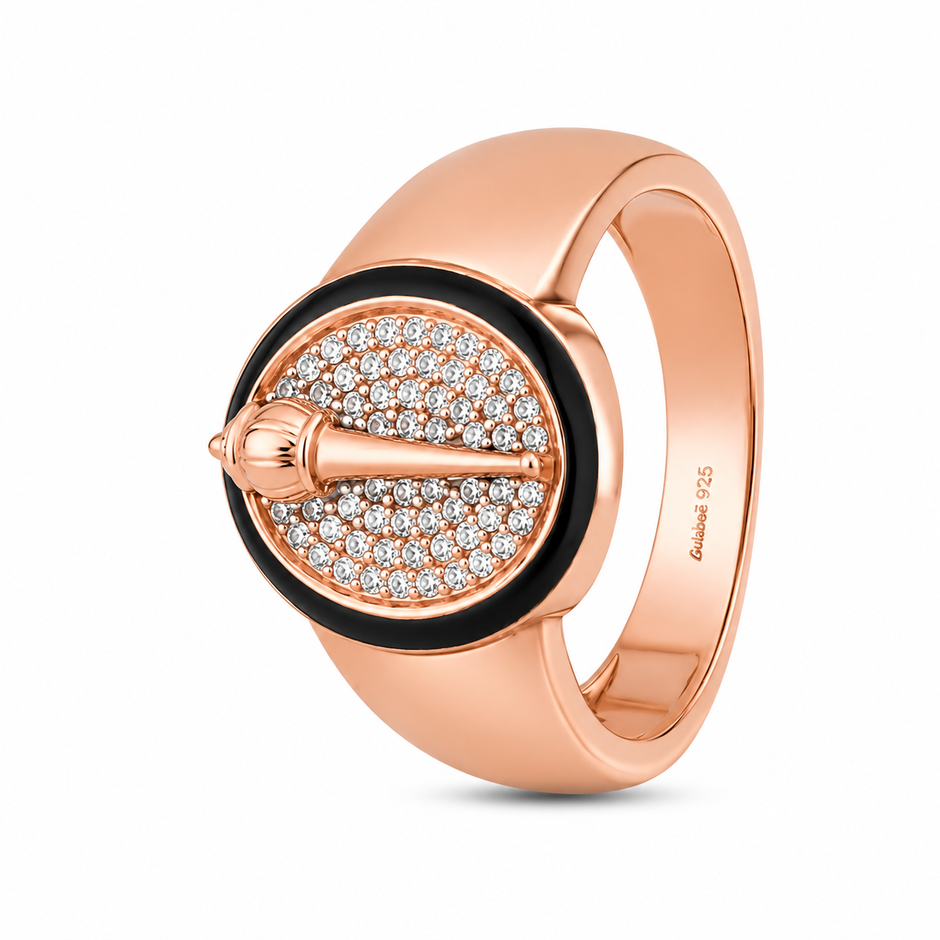 Rose Gold Finish Men's 925 Sterling Silver Square CZ Diamond Ring