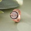 Rose Gold Oval Cross CZ 925 Sterling Silver Ring for Men