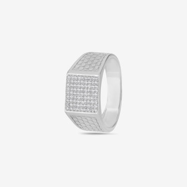 Diamond Texture Statement Ring for Men 925 Sterling Silver