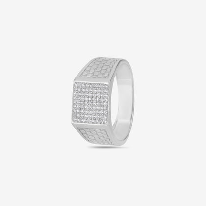 Diamond Texture Statement Ring for Men 925 Sterling Silver