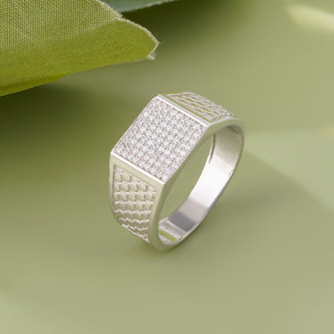 Diamond Texture Statement Ring for Men 925 Sterling Silver