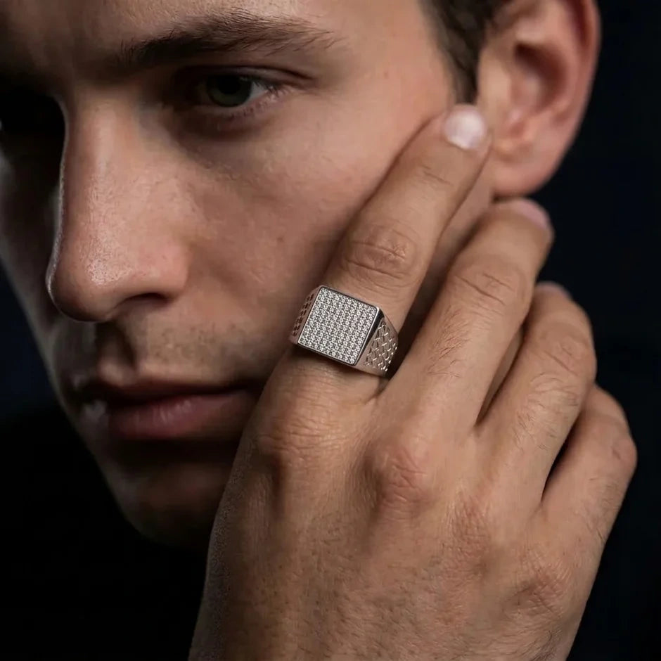 Bold Luxe Diamond CZ 925 Sterling Silver Ring for Men 