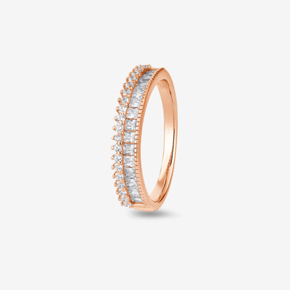 Eternity Round Diamond Silver Rose Gold Ring