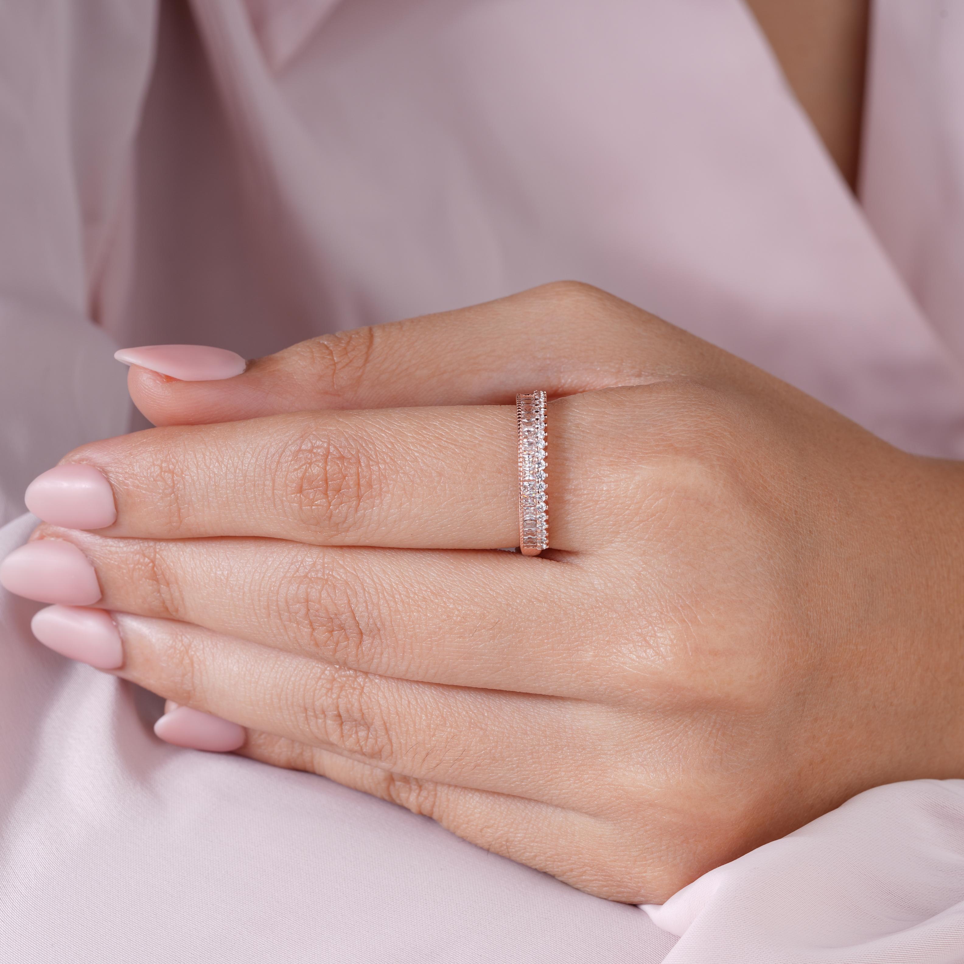 Eternity Round Diamond Silver Rose Gold Ring