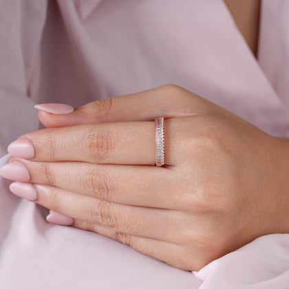 Eternity Round Diamond Silver Rose Gold Ring