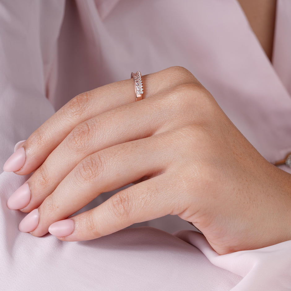 Eternity Round Diamond Silver Rose Gold Ring