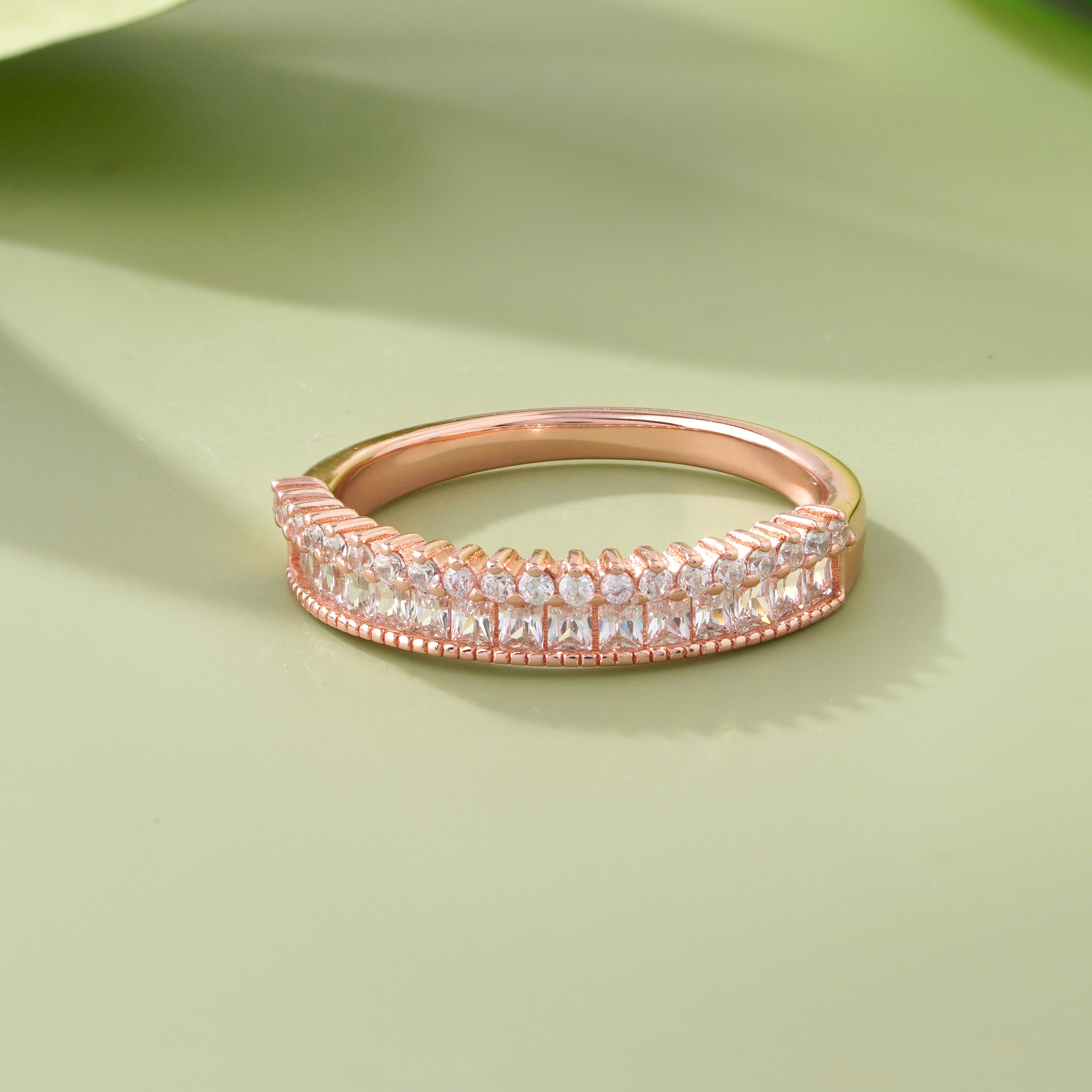 Eternity Round Diamond Silver Rose Gold Ring