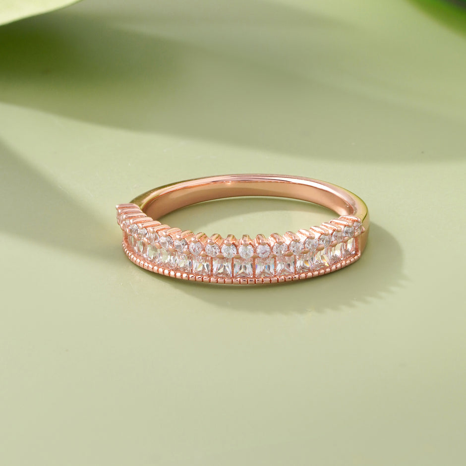 Eternity Round Diamond Silver Rose Gold Ring
