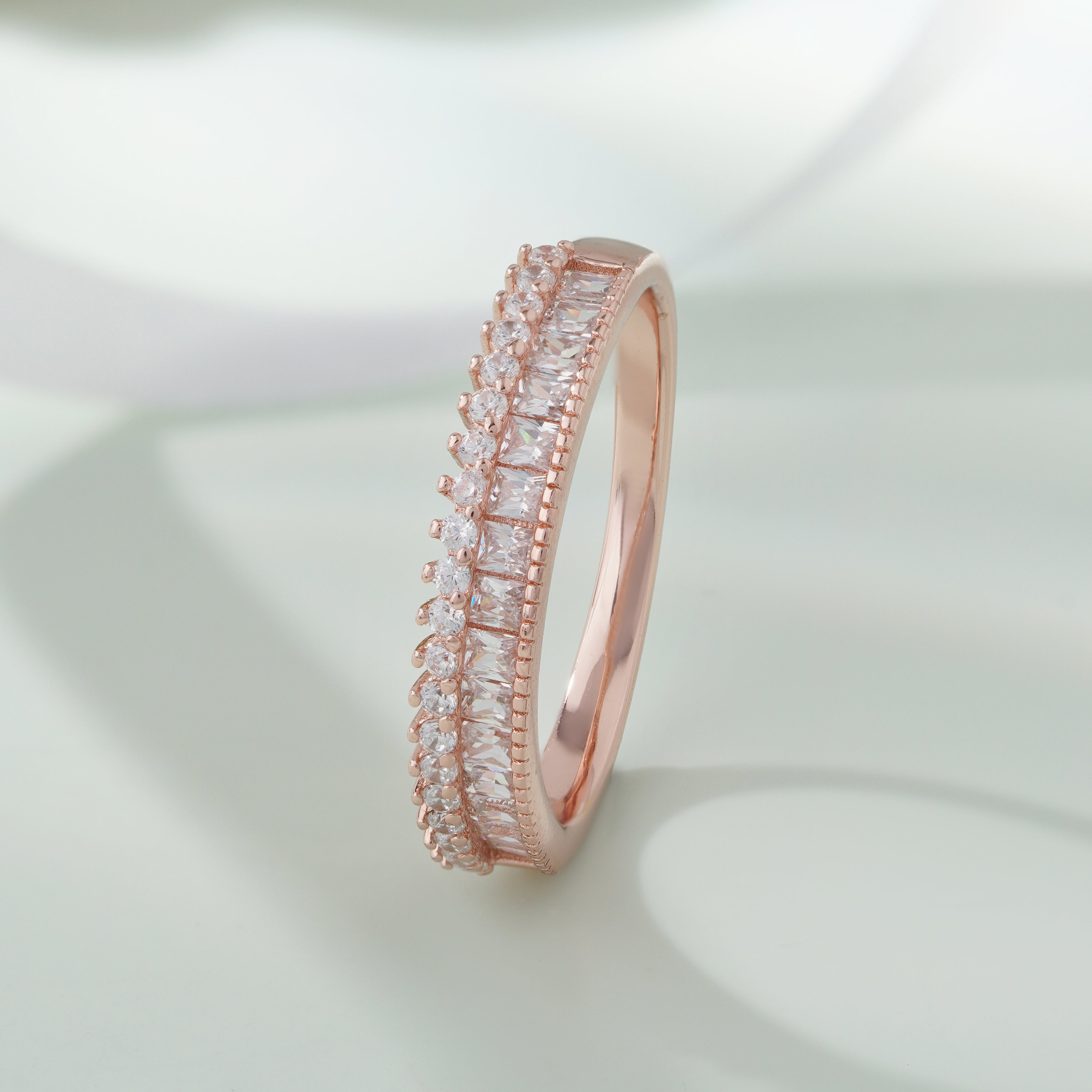 Eternity Round Diamond Silver Rose Gold Ring