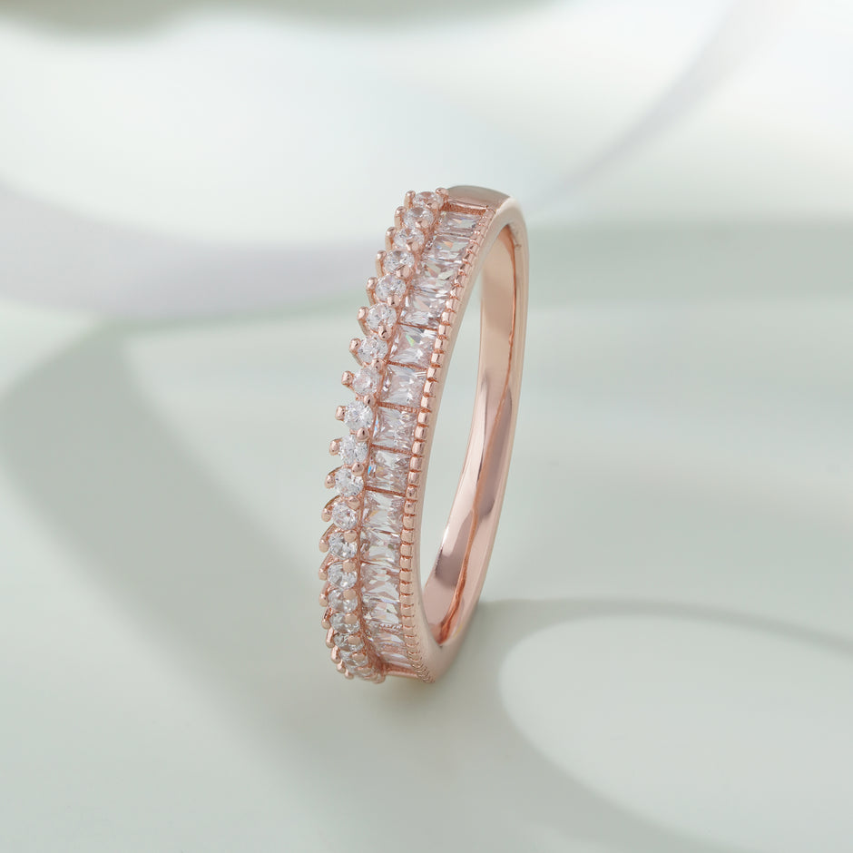 Eternity Round Diamond Silver Rose Gold Ring