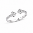 925 Sterling Silver Double Heart Open CZ Ring