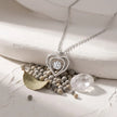 Double Heart Diamond 925 Sterling Silver Pendant Chain for Women