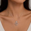 Double Heart Diamond 925 Sterling Silver Pendant Chain for Women