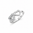 925 Sterling Silver Double Heart CZ Ring for Women