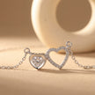 double heart diamond 925 silver pendant chain