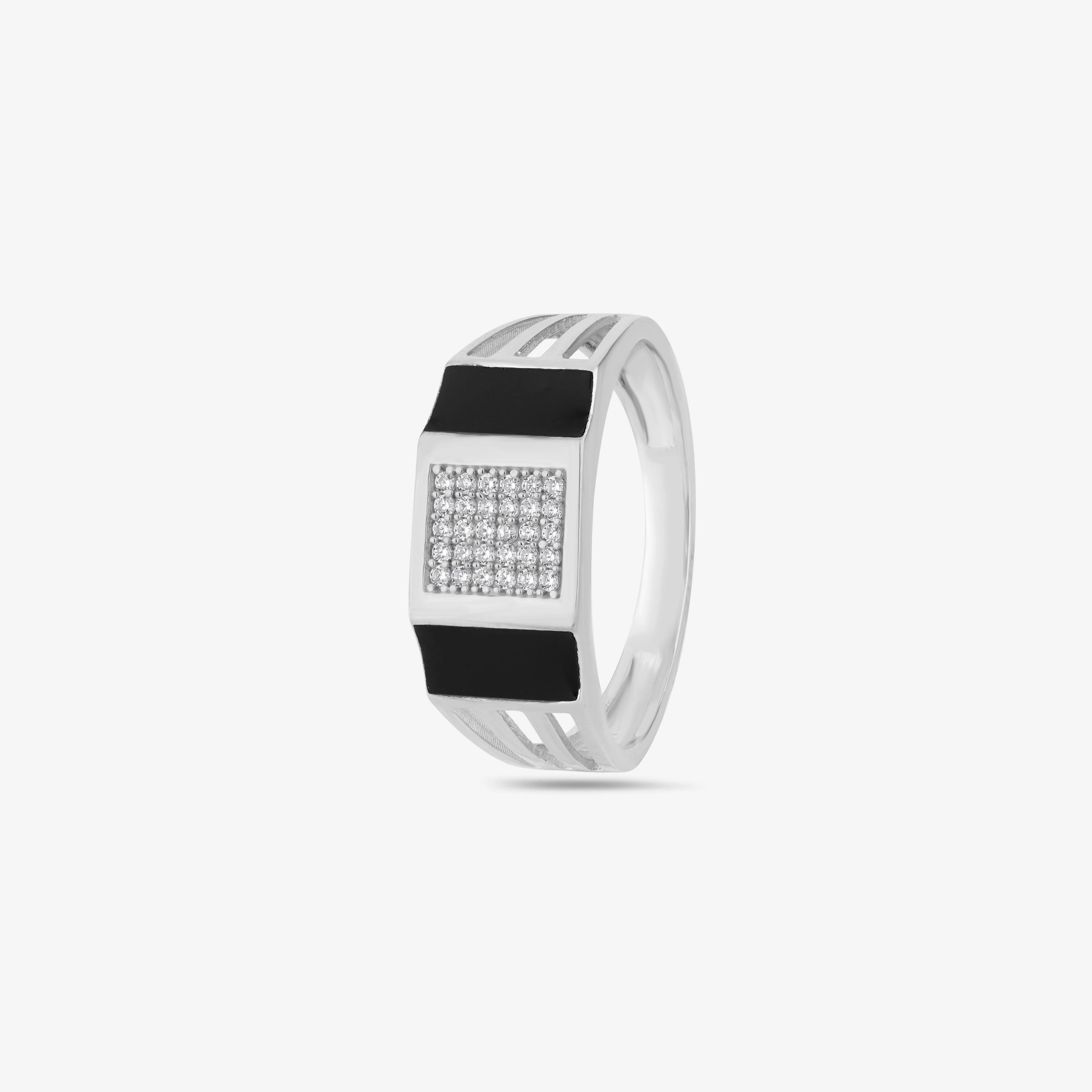 Bold Luxe Black Diamond CZ 925 Sterling Silver Ring for Men 