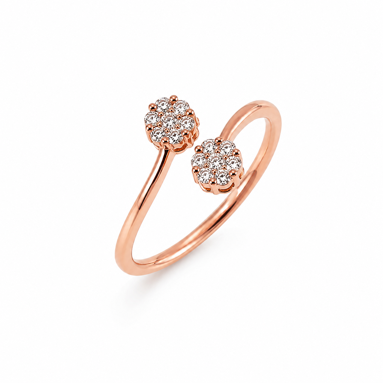 925 Sterling Silver Rose Gold Open CZ Cluster Ring.