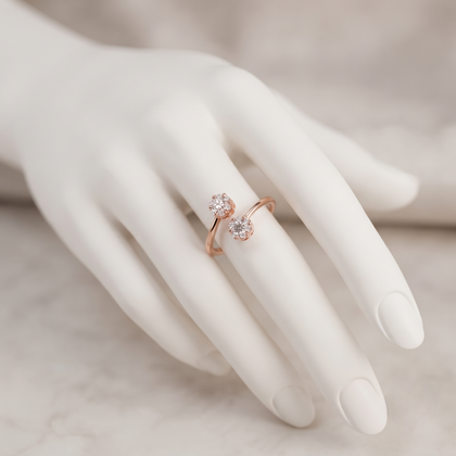 925 Sterling Silver Rose Gold Open CZ Cluster Ring.