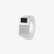 Dual Panel Black Stone CZ Grid 925 Sterling Silver Ring for Men