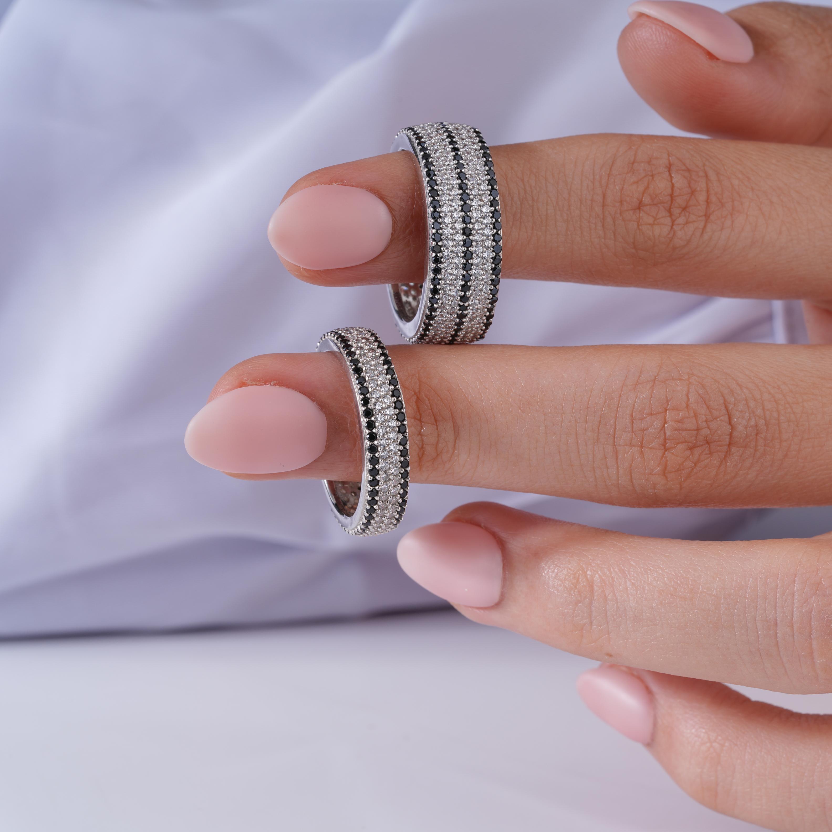 Dual Tone Sparkle Band Ring on Hand