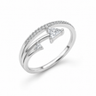 925 Sterling Silver Double Arrow Bypass Ring with Trillion-Cut CZ Stones