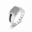 Rectangular CZ Top with Black Enamel 925 Sterling Silver Men's Modern Ring